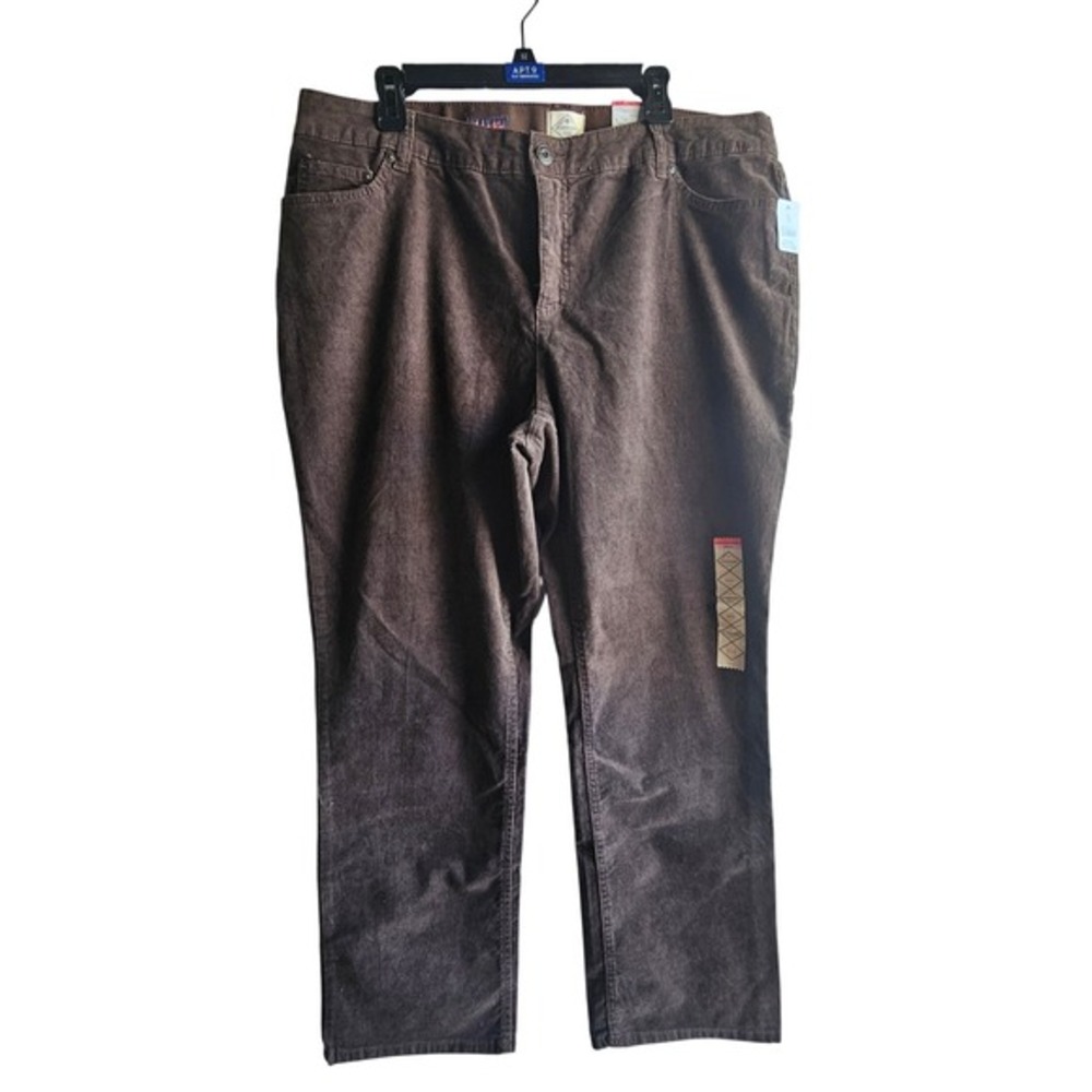 St Johns Bay Secretly Slender‎ Corduroy Pants Brown Straight Leg 20W NWT